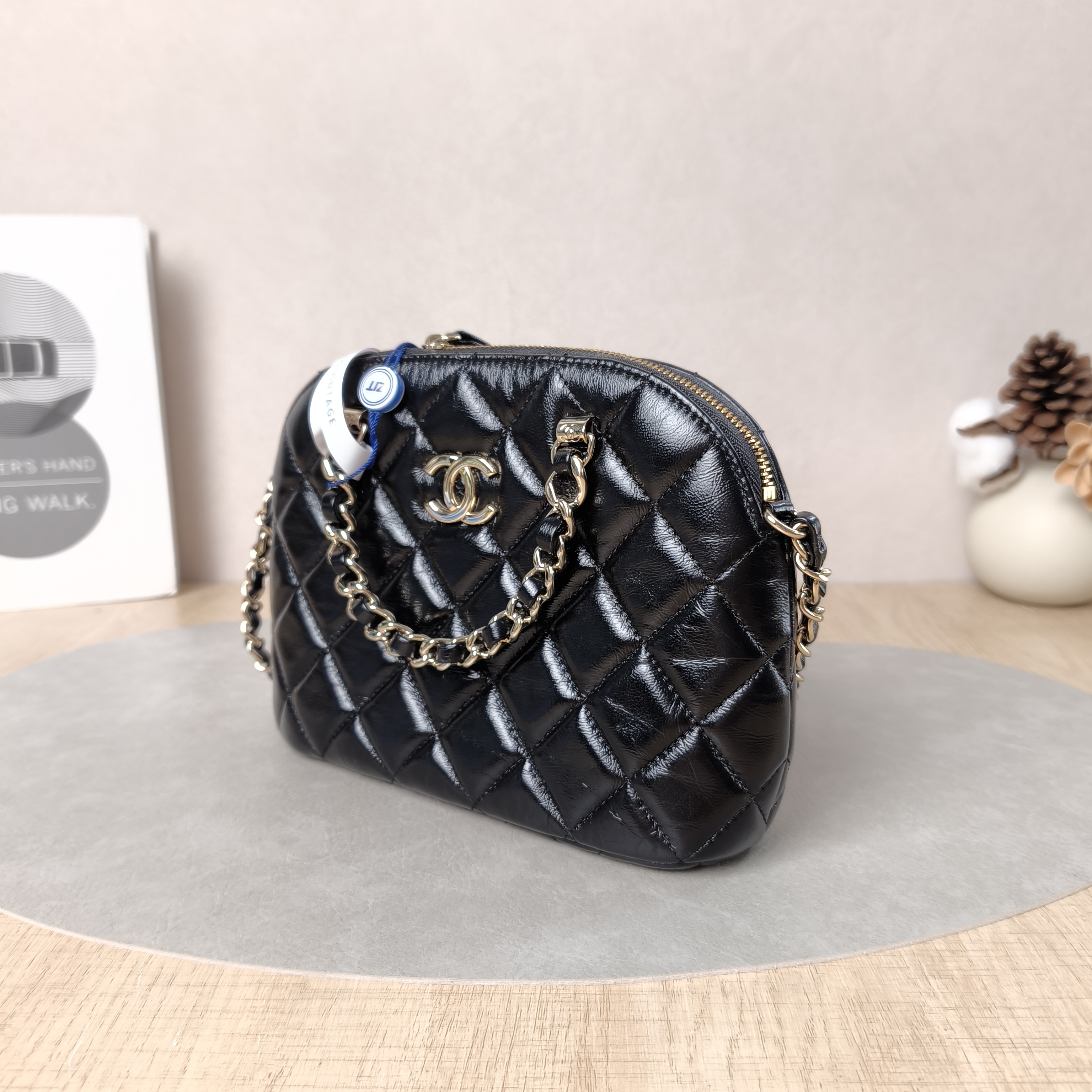 Chanel Crossbody Bag Dome Bag Crossbody Bag Black Lambskin One Size20 × 6 × 15 cm — cover view 2 of 5