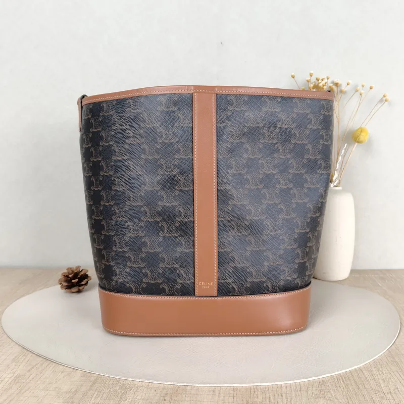 CELINE Crossbody Bag Triomphe Bucket Bag Monogram PVC Medium 24 × 18 × 27 cm