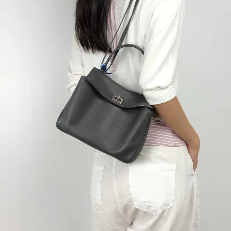 BALENCIAGA Crossbody Bag RODEO Grey Calfskinmini23 × 10 × 17 cm — on-model view 1 of 3
