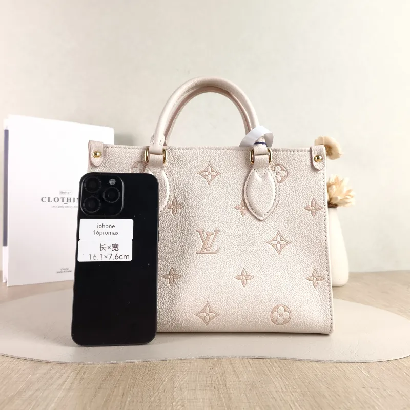 Louis Vuitton Shoulder Bag Onthego Beige · Pink Empreinte Embossed Calfskin Small 25 × 11.5 × 19 cm — cover view 3 of 6