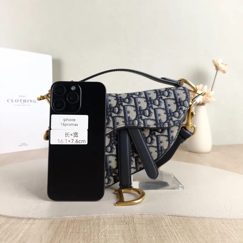 DIOR Top Handle Bag Saddle Blue Canvas Mini 19 × 6 × 15 cm — cover view 4 of 5