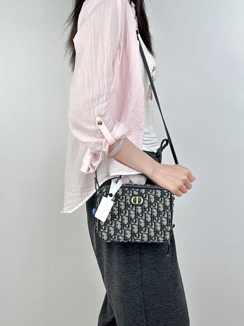 DIOR Shoulder Bag30 Montaigne Box Shoulder Bag Blue Canvas One Size19.5 × 6 × 15 cm — on-model view 3 of 3