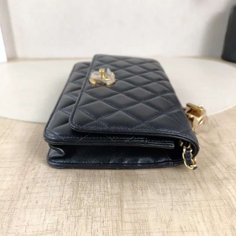 Chanel Crossbody Bag Classic Flap WOC CF WOCWOC Bag C Black Lambskin Mini 19.2 × 3.5 × 12.3 cm — detail view 5 of 12