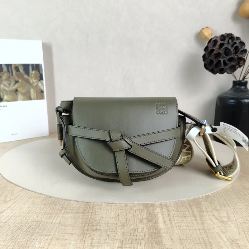 LOEWE Crossbody Bag Gate Green Calfskin Mini 15 × 8 × 12.5 cm