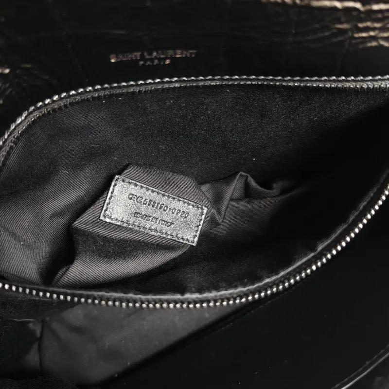 SAINT LAURENT Crossbody Bag Niki Black Waxed Leather Calfskin Medium 28 × 8.5 × 20 cm — detail view 10 of 12