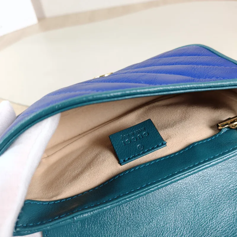 GUCCI Crossbody Bag GG Marmont Mini Marmont Mini Blue Calfskin Mini 16.5 × 4.5 × 9.5 cm — detail view 7 of 11