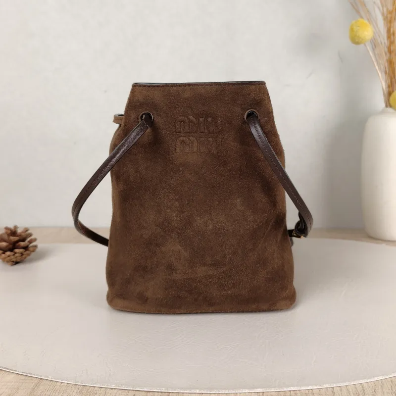 Miumiu Crossbody Bag logo Suede One Size 15 × 7 × 17 cm