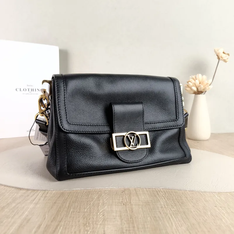 Louis Vuitton Crossbody Bag Dauphine Soft Shoulder Bag Black Calfskin Medium 24 × 9 × 17 cm — cover view 4 of 5