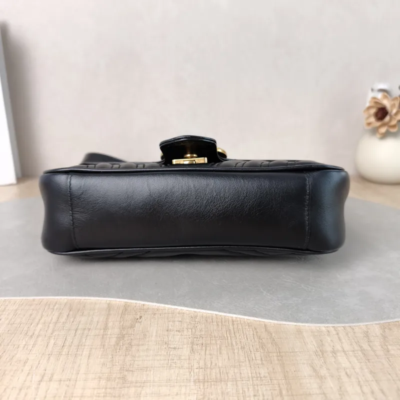 GUCCI Crossbody Bag GG Marmont Small Marmont 22 Black CC alfskin Small 22 × 6 × 13 cm — cover view 4 of 5