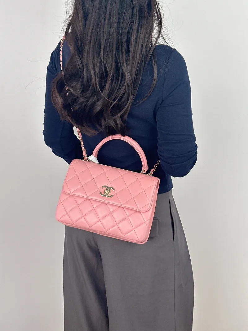 Chanel Crossbody Bag Trendy CC Pink Lambskin Small 25 × 12 × 17 cm Microchip Edition — on-model view 2 of 2
