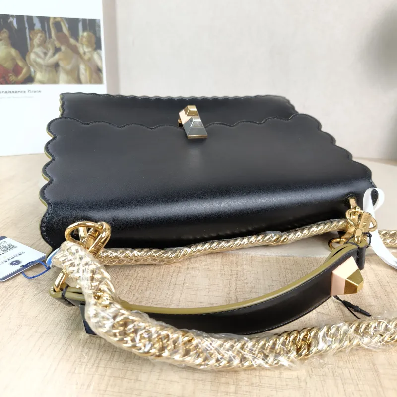FENDI Crossbody Bag Kan I Crossbody Bag Black Calfskin Medium25 × 11 × 19 cm — detail view 8 of 12