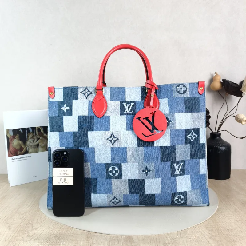 Louis Vuitton Top Handle Bag Onthego Large Blue Red Large 41 × 19 × 34 cm — cover view 2 of 5