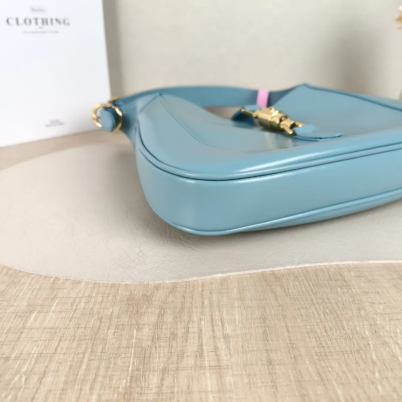 GUCCI Crossbody Bag Jackie 1961Collection Blue Calfskin Medium 27.5 × 4 × 19 cm — detail view 9 of 12
