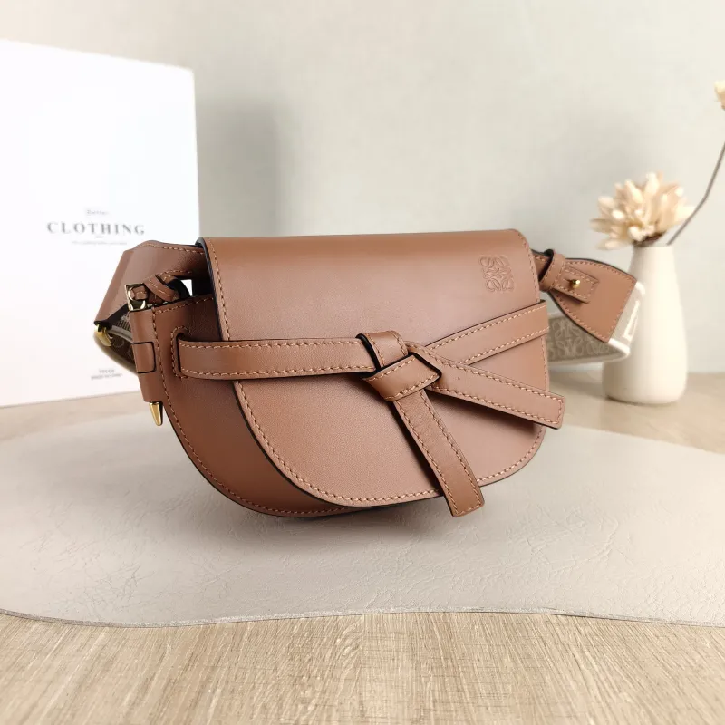 LOEWE Crossbody Bag Gate Dual Caramel Calfskin Mini 21 × 9.5 × 12.5 cm — cover view 3 of 5