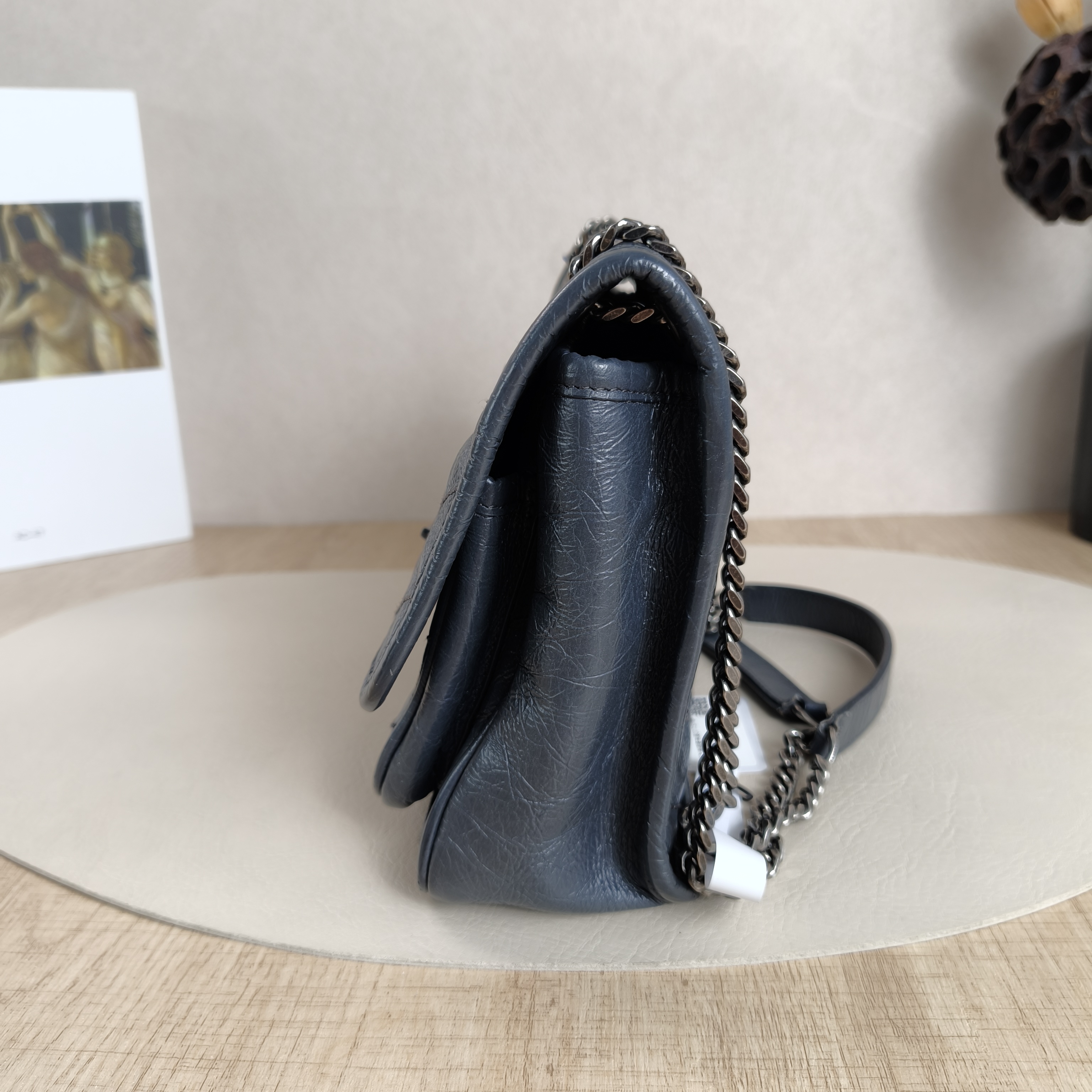 SAINT LAURENT Crossbody Bag Niki Grey Waxed Leather Calfskin Small21 × 7.5 × 16 cm — cover view 7 of 10