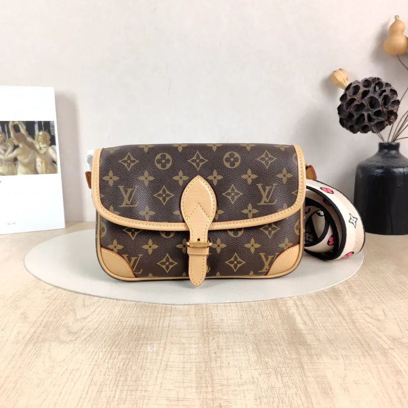 Louis Vuitton Crossbody Bag Diane Baguette Bag Shoulder Strap PVC Small 24 × 9 × 15 cm