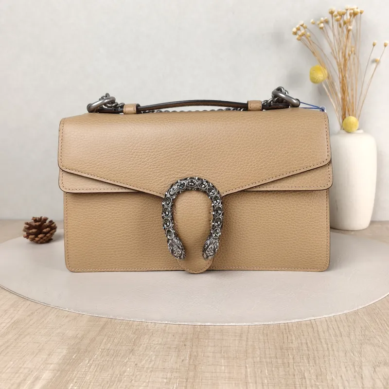 GUCCI Top Handle Bag Dionysus Edition Brown Calfskin Medium 28 × 9 × 17 cm