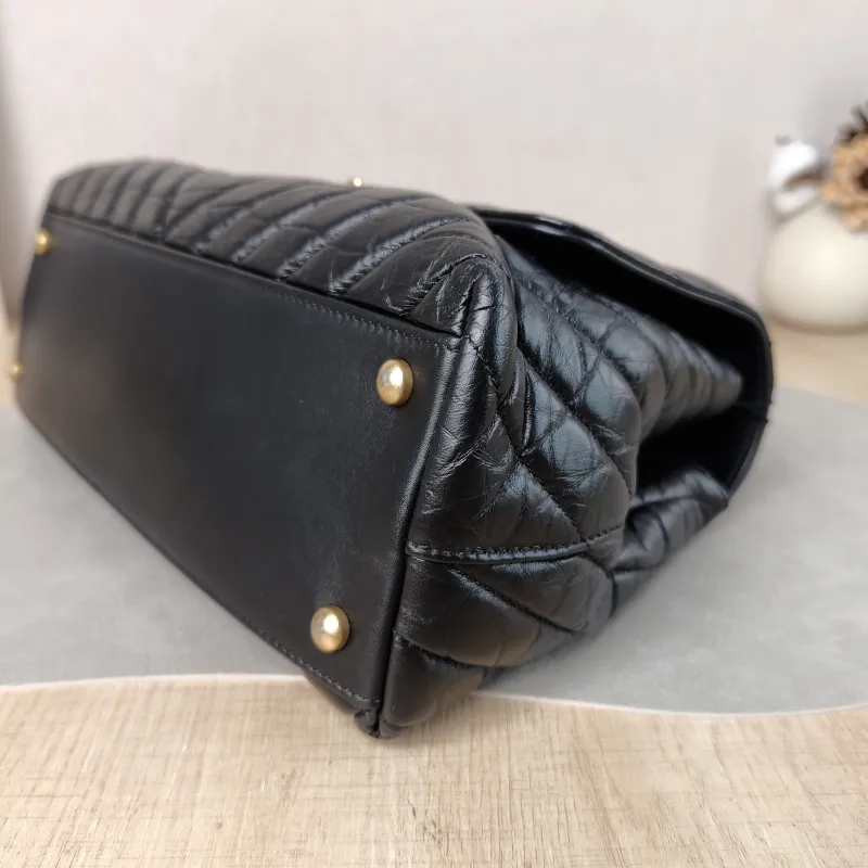 Chanel Top Handle Bag Coco Handle​ v Black Waxed Leather Calfskin Medium 29 × 12 × 18 cm 26 — detail view 10 of 13