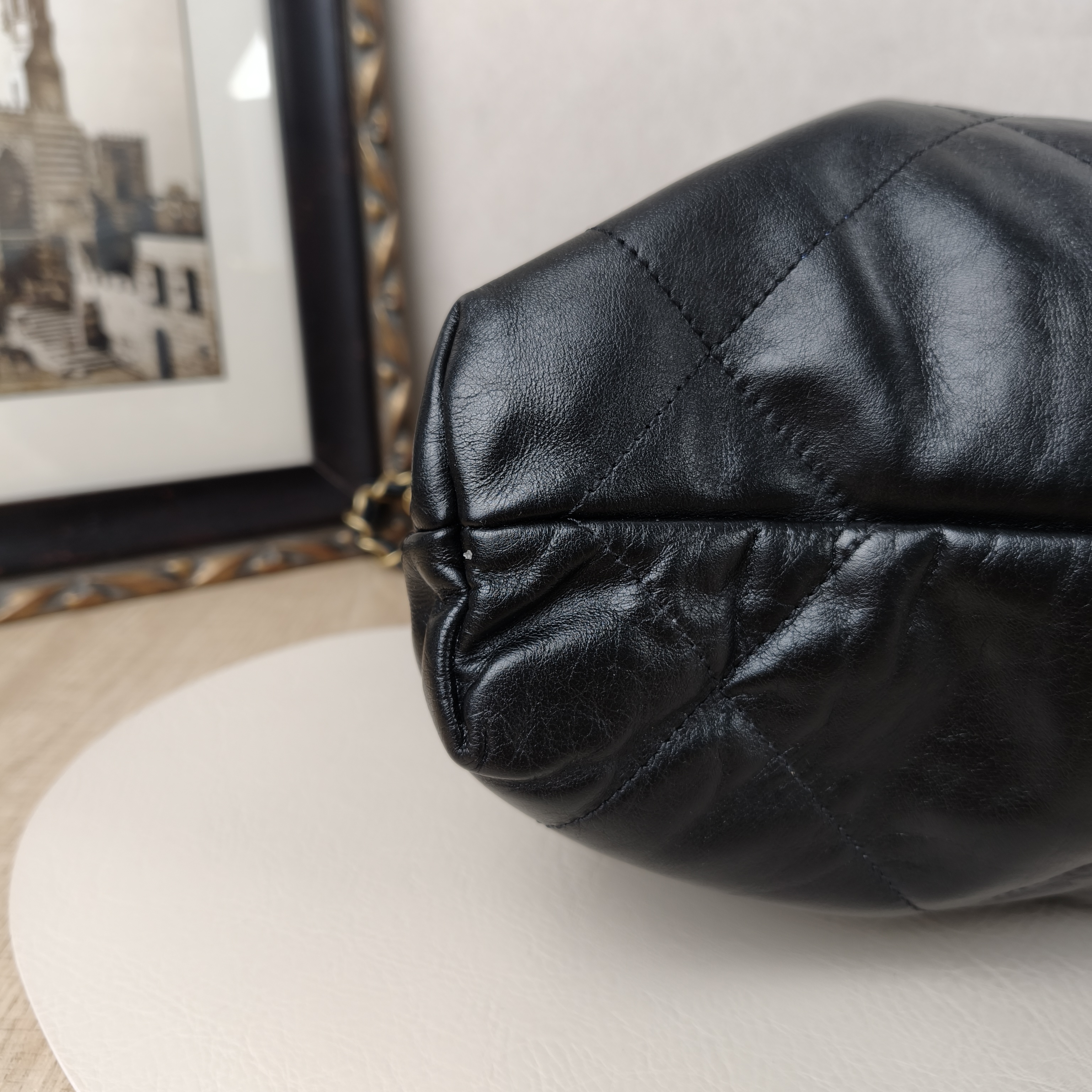 Chanel 22bag Small Black with Gold-Tone Hardware Calfskin Microchip Edition · Inner Pouch · 35 × 7 × 37 cm — cover view 8 of 9