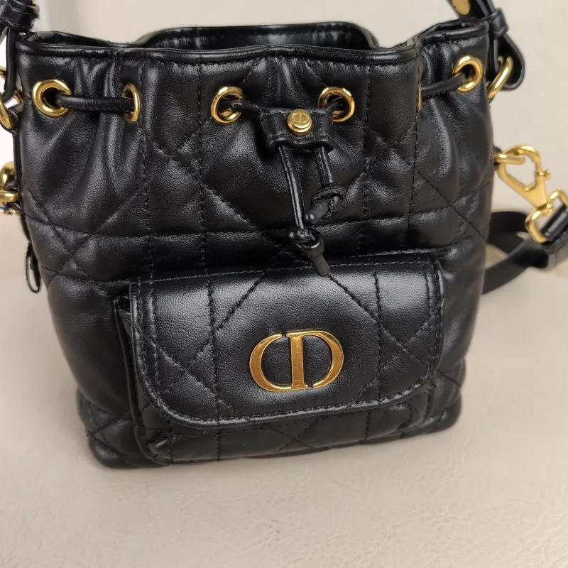DIOR Crossbody Bag Caro Bucket Bag Black Lambskinmini14 × 7 × 15 cm — detail view 12 of 12