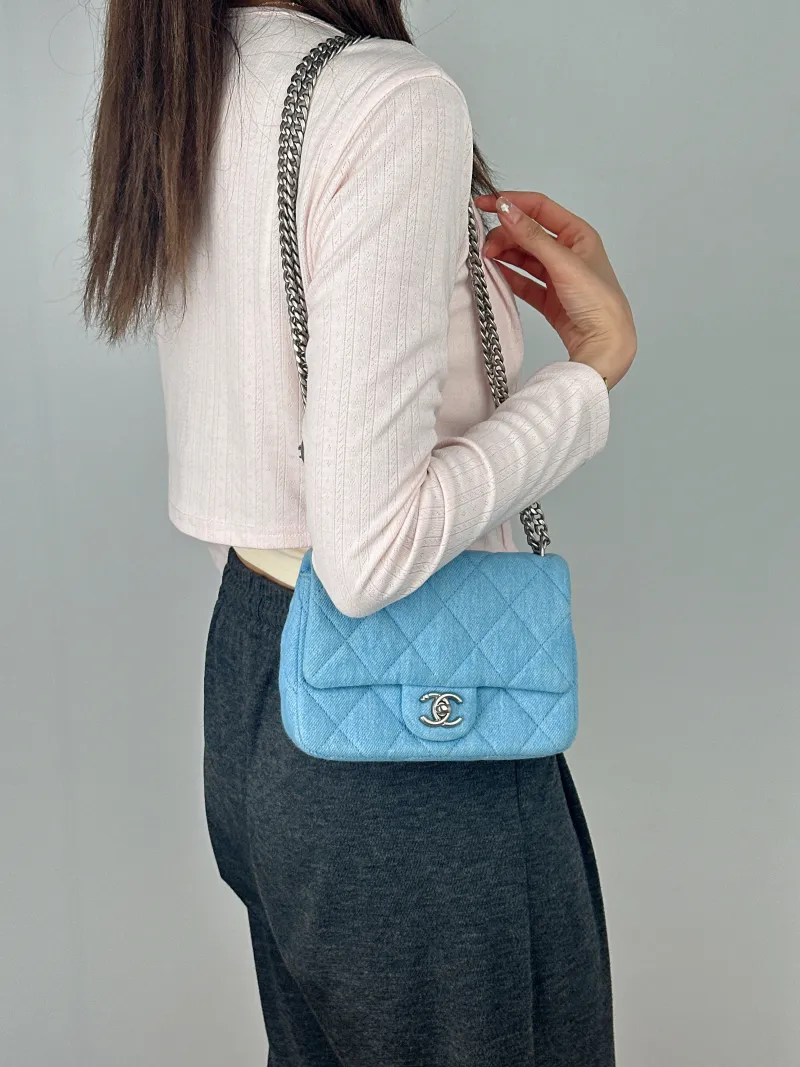 Chanel Crossbody Bag Blue mini19 × 8 × 14 cm — on-model view 2 of 2