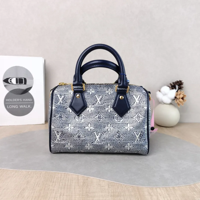 Louis Vuitton Crossbody Bag Speedy20 Blue Canvas One Size 20.5 × 12 × 13.5 cm