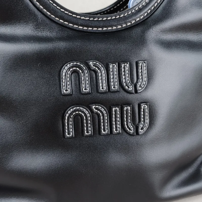 Miumiu Shoulder Bag IVY Tote Shopping Tote Black CC alfskin Small 22 × 12 × 23.5 cm — detail view 8 of 13