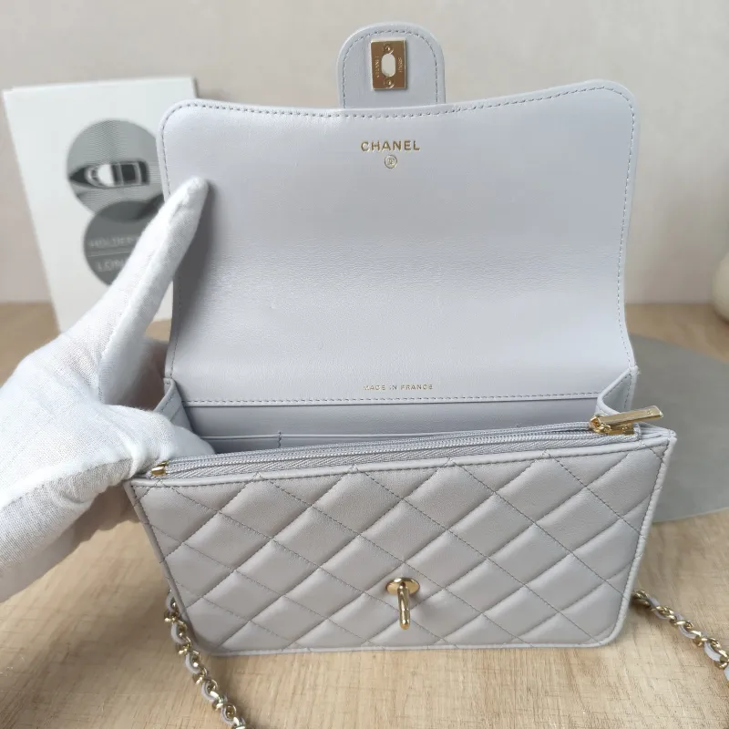 Chanel Backpack Backpack Grey Lambskin One Size 18.2 × 5 × 14 cm — detail view 6 of 11