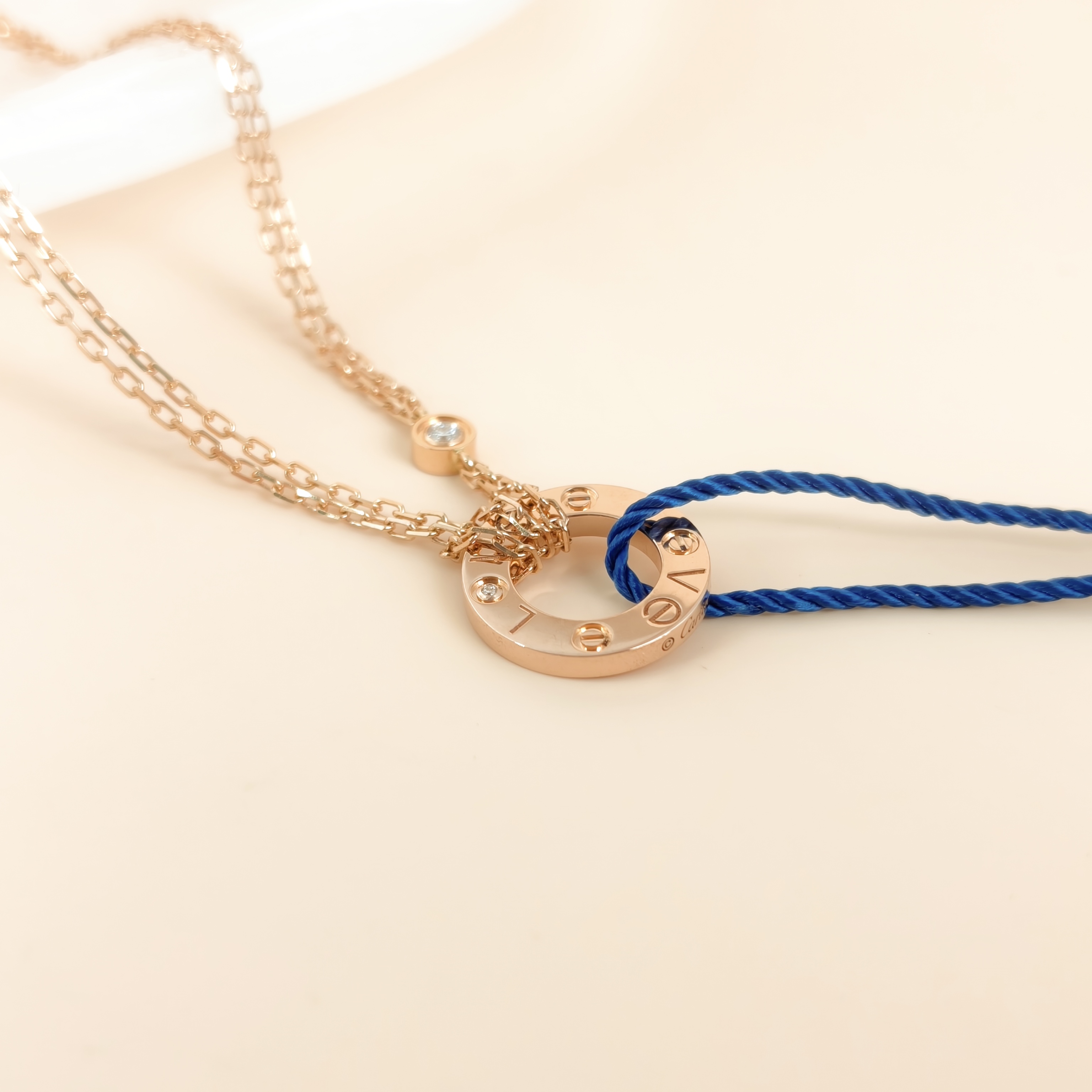 CARTIER Necklace LOVE Collection Pendant 2 Diamond Rose Gold 18KR ose Gold Small Edition40cm — cover view 5 of 8