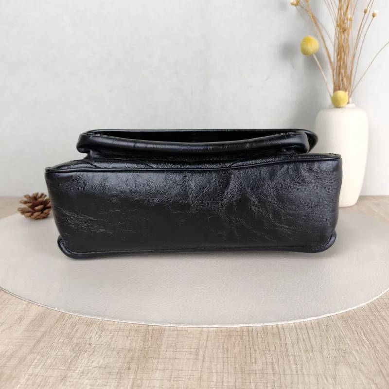 SAINT LAURENT Crossbody Bag Niki Black Waxed Leather Calfskin Medium 28 × 8.5 × 20 cm — cover view 2 of 5