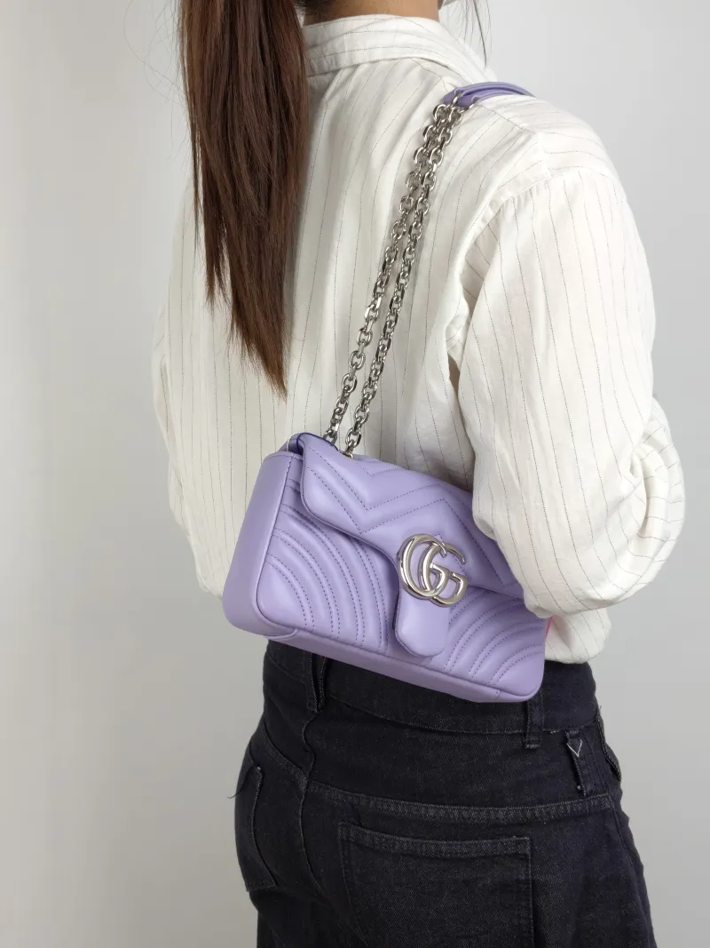 GUCCI Crossbody Bag GG Marmont Small Marmont 22 Lambskin Small 22 × 6 × 13 cm — on-model view 2 of 2