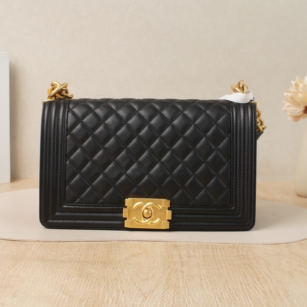 Chanel leboy Medium Black with Gold-Tone Hardware Calfskin Microchip Edition · 25 × 9 × 15 cm