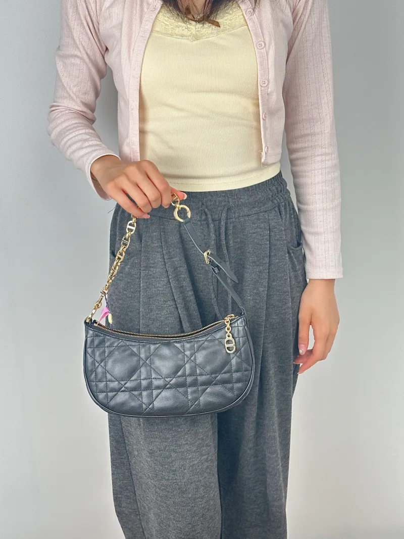 DIOR Shoulder Bag CD Lounge Black Lambskin One Size26 × 5.5 × 15 cm — on-model view 2 of 2