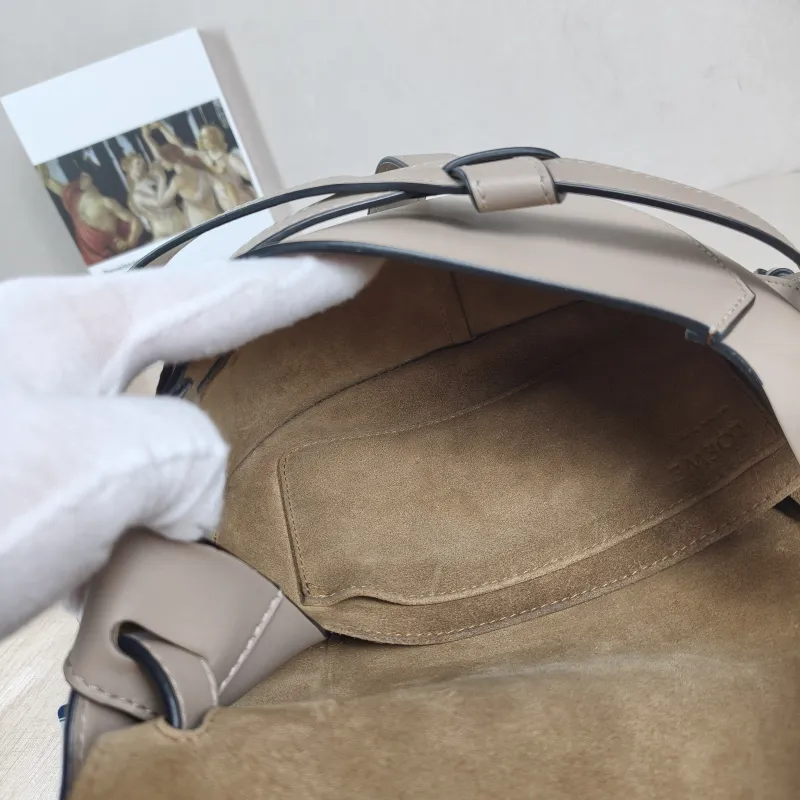 LOEWE Crossbody Bag Gate Grey Calfskin Medium 25 × 11.5 × 19 cm — detail view 8 of 12