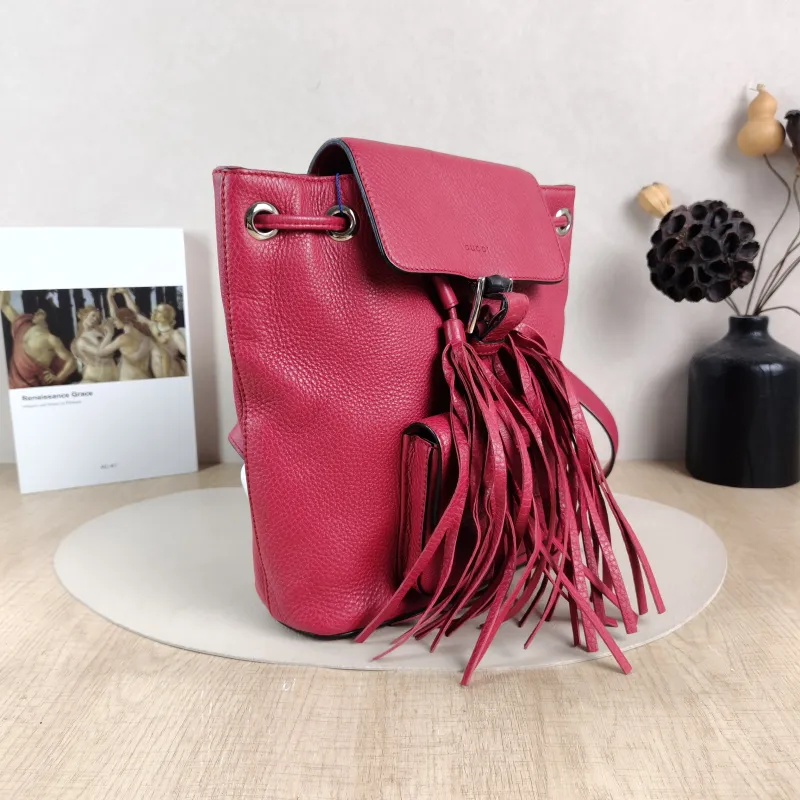 GUCCI Backpack Backpack Red Calfskin 24 × 9.5 × 25 cm — cover view 5 of 6