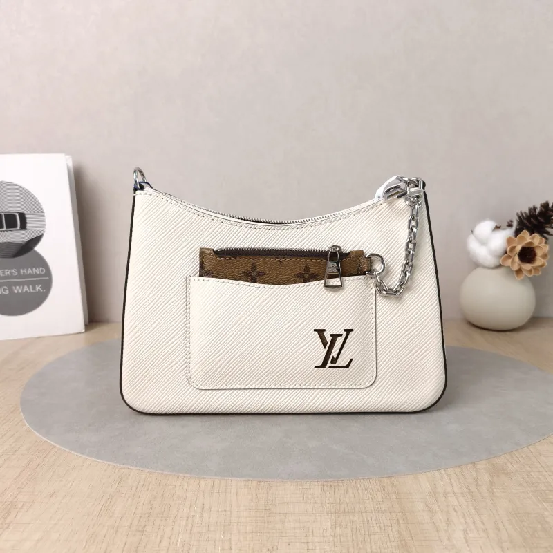 Louis Vuitton Crossbody Bag MARELLE White Epi Embossed Calfskin Small25 × 8 × 15 cm