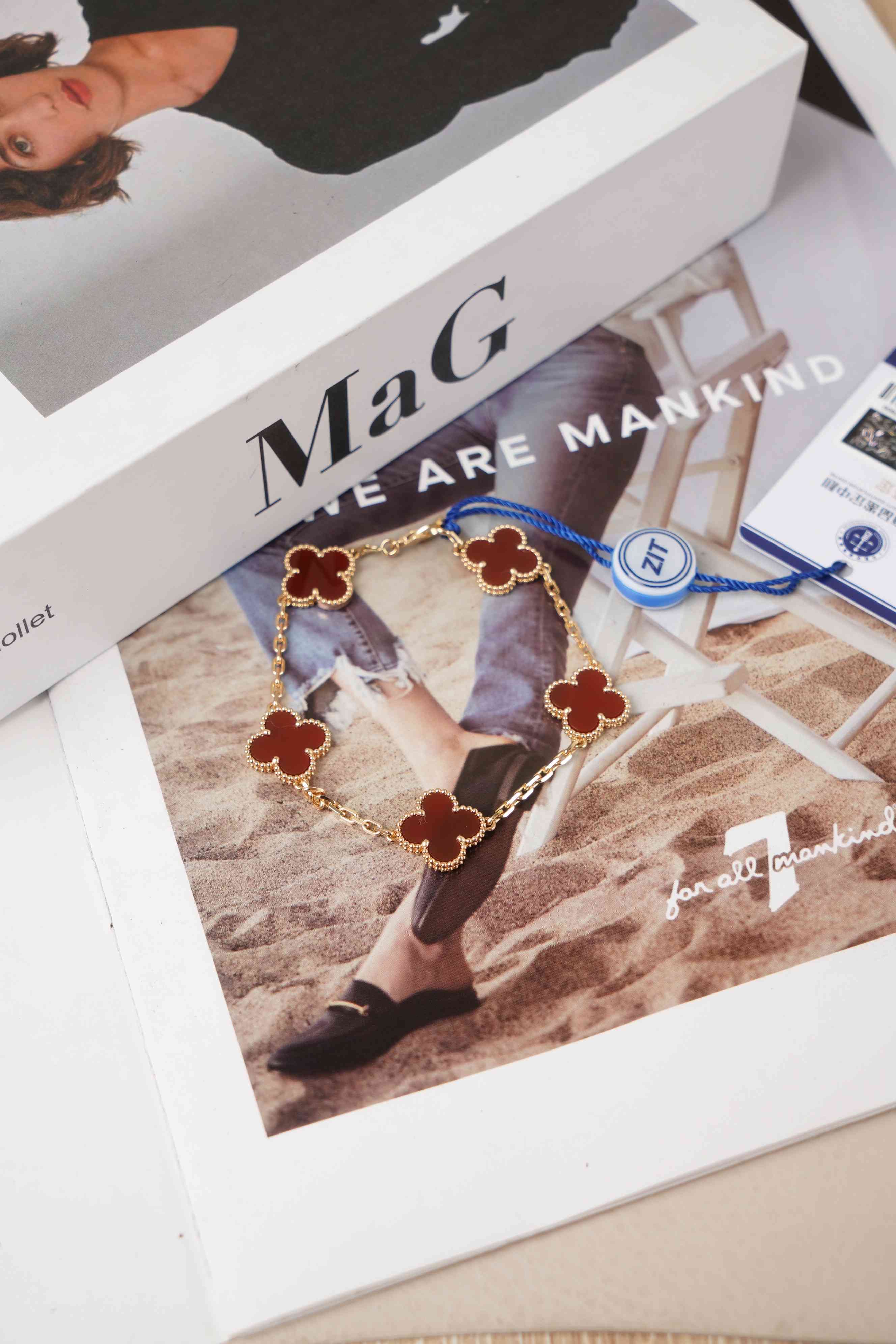 Van Cleef & Arpels Alhambra Five-Motif Bracelet 18K · Authenticity Card · Box · · 19㎝