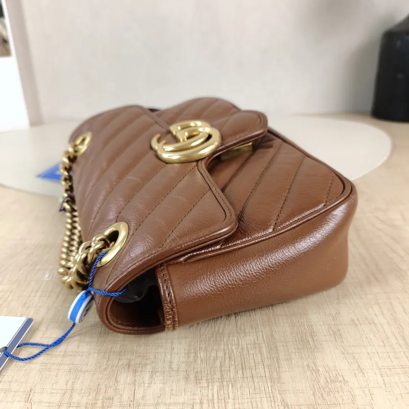 GUCCI Crossbody Bag GG Marmont Small Marmont 22 Caramel Calfskin Small 22 × 6 × 13 cm — detail view 6 of 13
