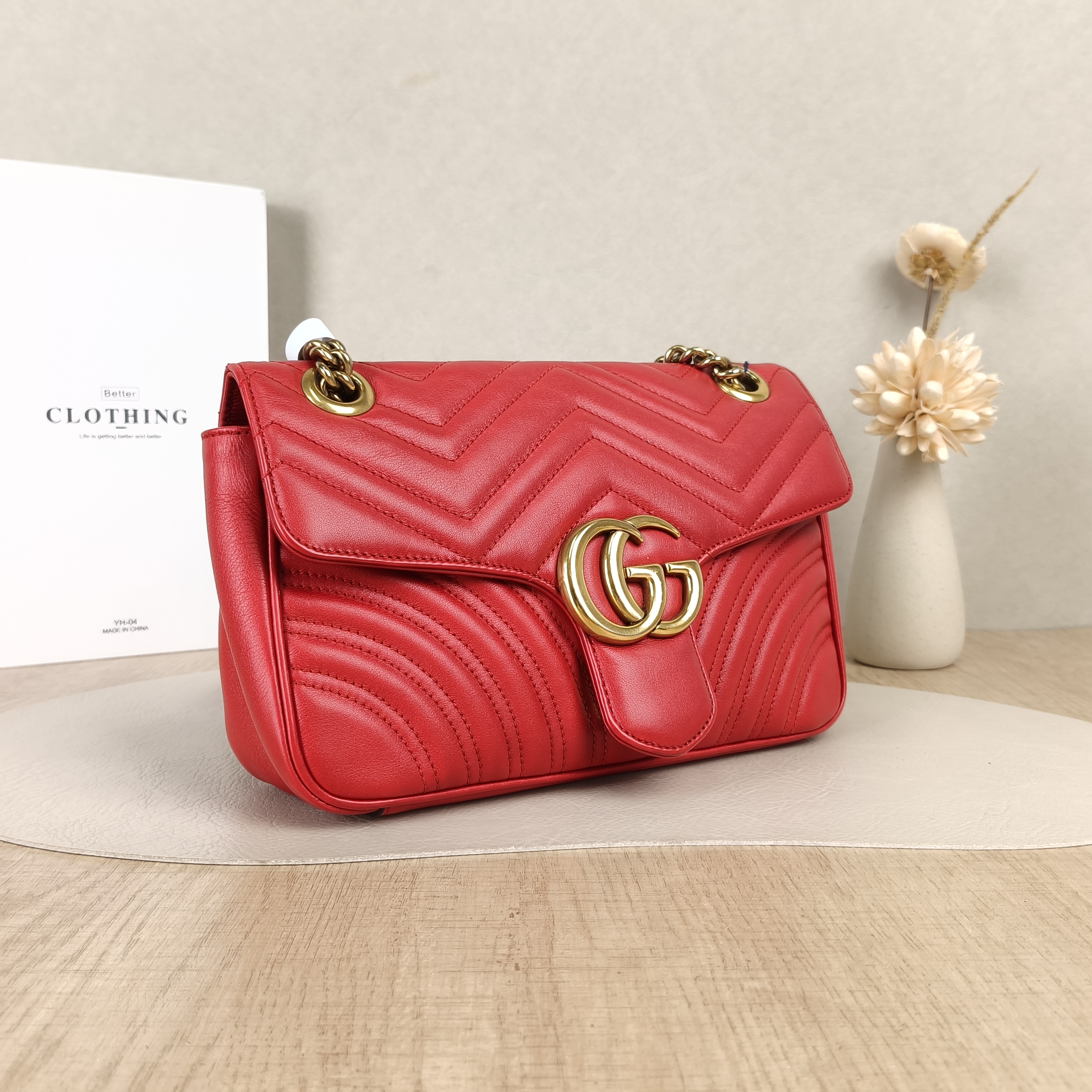 GUCCI Crossbody Bag GG Marmont Medium Marmont 26Red Calfskin26 × 7 × 15 cm — cover view 4 of 5