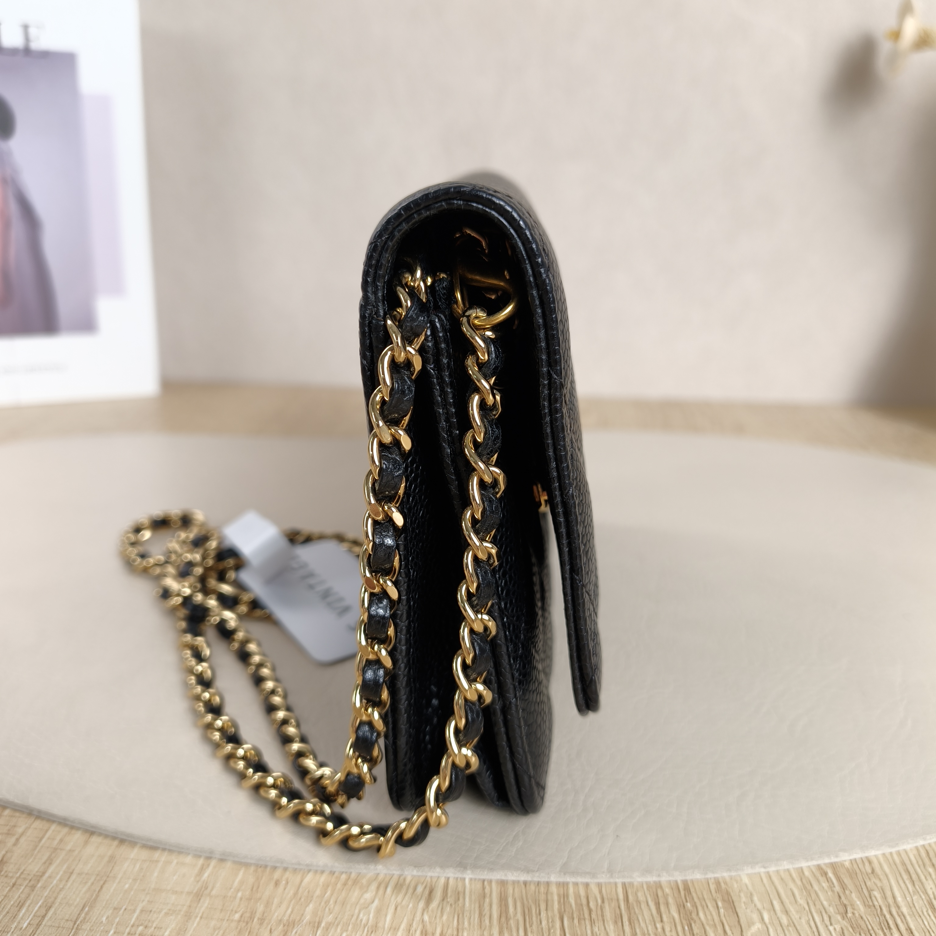 Chanel Crossbody Bag Classic Flap WOC CF WOCWOC Bag Black Grained Calfskinmini19.2 × 3.5 × 12.3 cm — cover view 2 of 10