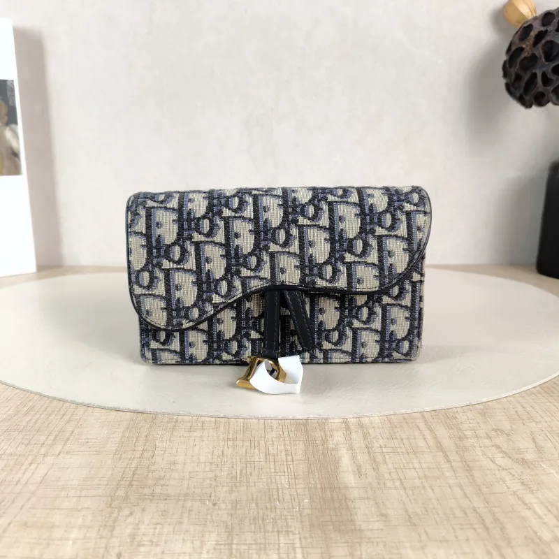 DIOR Belt Bag Saddle Belt Bag Blue Canvas One Size 17 × 3.5 × 10.5 cm
