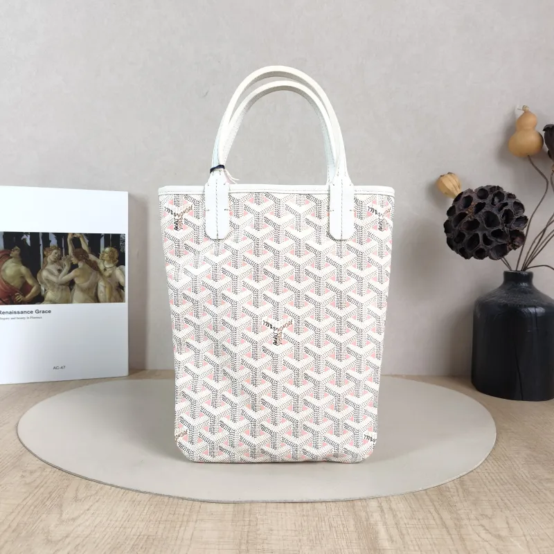 GOYARD Crossbody Bag poitiers y Tote Bag White PVC Small 21 × 1 × 24 cm — cover view 3 of 6