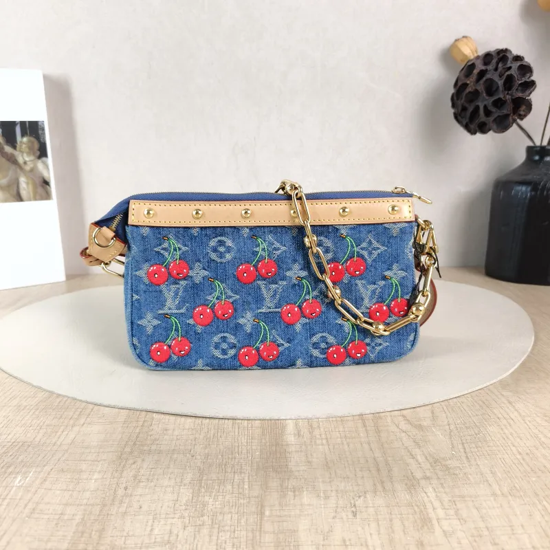 Louis Vuitton Shoulder Bag Pochette Accessoires Two Straps Blue · One Size 22 × 4 × 13 cm