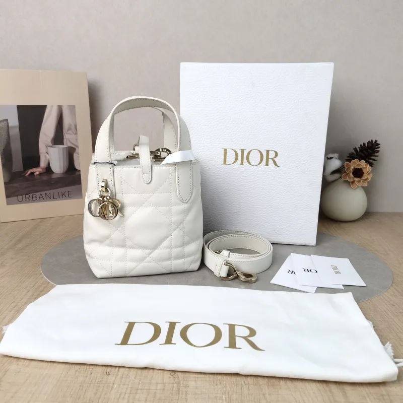 DIOR Shoulder Bag TOUJOURS Edition White Calfskin Mini 13 × 12 × 15 cm — cover view 3 of 6