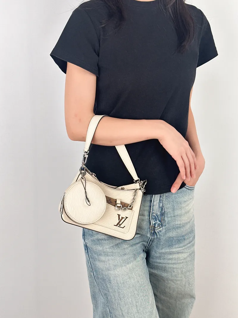Louis Vuitton Shoulder Bag MARELLINI White Epi Embossed Calfskinmini19 × 6.5 × 13.5 cm — on-model view 2 of 3