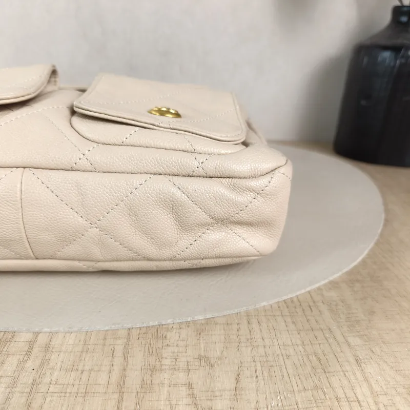 Chanel Shoulder Bag Supple Twins Hobo Beige Grained Calfskin Small 24.5 × 5 × 19 cm — detail view 12 of 13