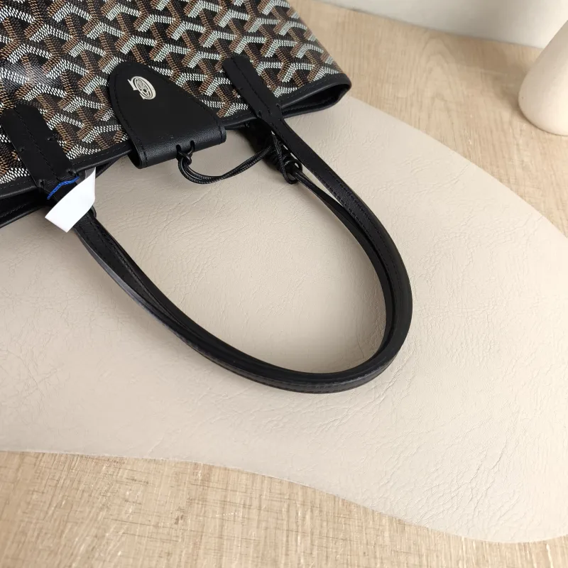 GOYARD Top Handle Bag ANJOU Shopping Tote Black ine Canvas Mini 19.5 × 9 × 19.5 cm — detail view 2 of 12