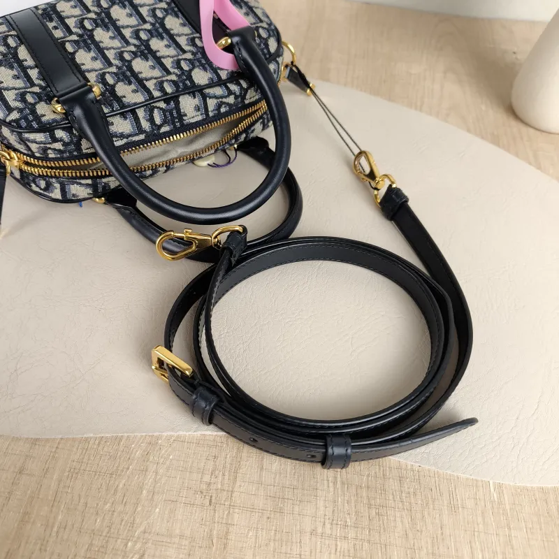 DIOR Crossbody Bag D-Vibe East-West Bowling Bag Blue Canvas Mini 20.5 × 7 × 12 cm — detail view 7 of 9