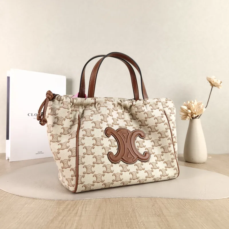 CELINE Top Handle Bag CABAS TRIOMPHE White PVC Small 22 × 15 × 17 cm — cover view 5 of 5