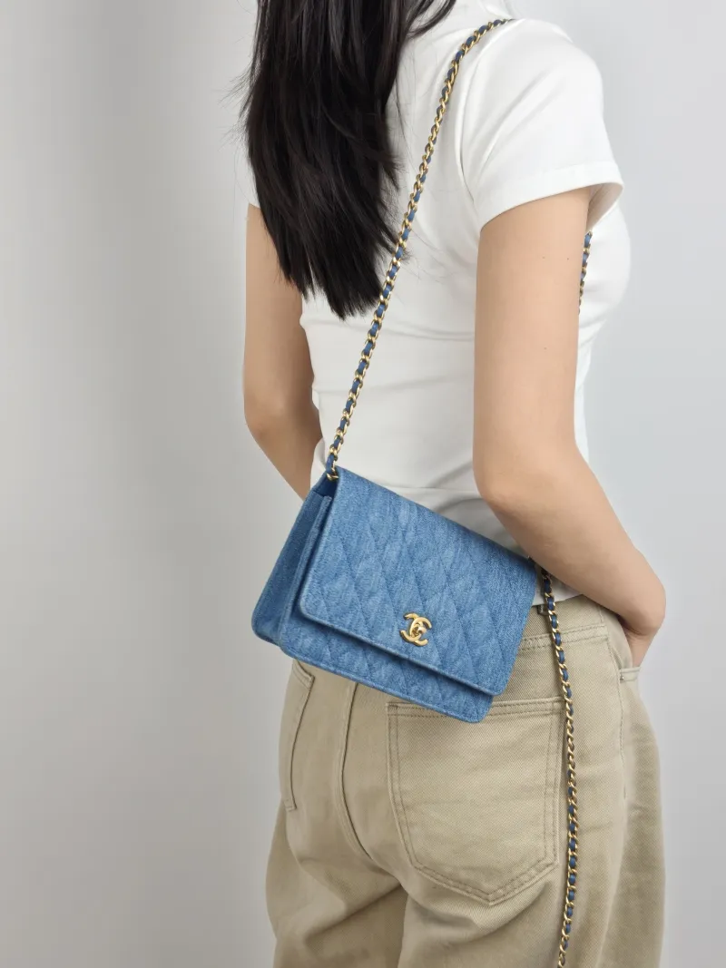 Chanel Crossbody Bag CF WOCWOC Bag Blue Mini 19.2 × 3.5 × 12.3 cm — on-model view 2 of 2